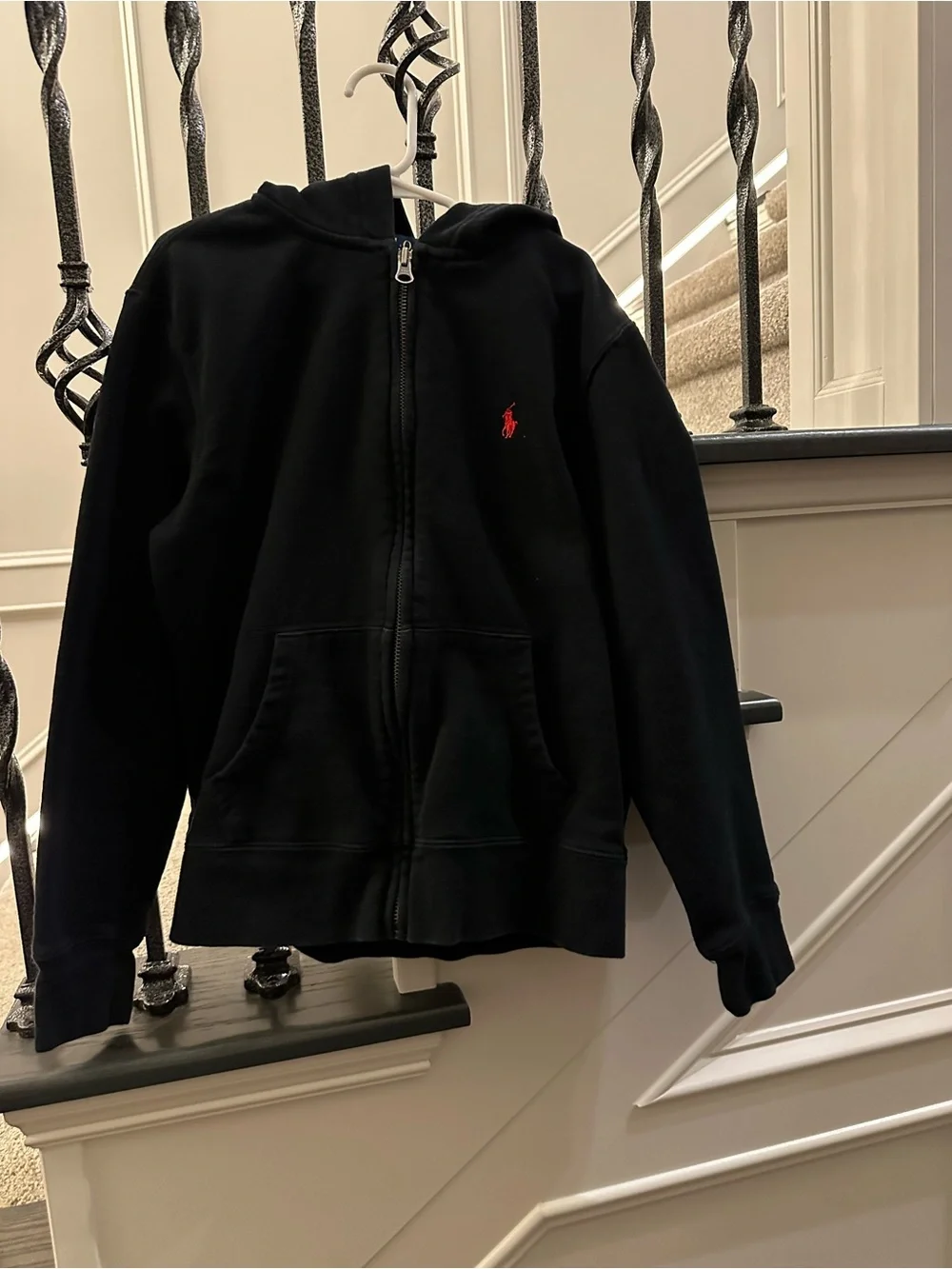 Polo by Ralph Lauren Black Zip Hoodie with Red Pony Logo